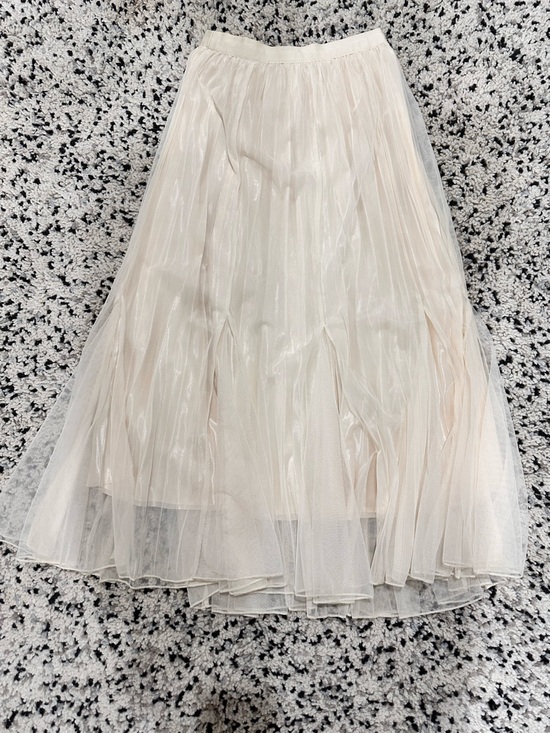 Dresses & Skirts - Women's A-Line Tulle Midi Skirt in Soft Beige